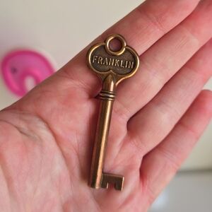 2 3/8" Franklin Antique Copper Skeleton Key Hollow Barrel Victorian
